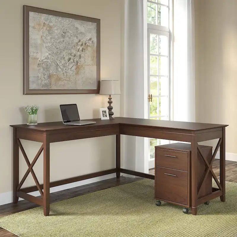 Bureau d'angle (avec caisson à roulettes)