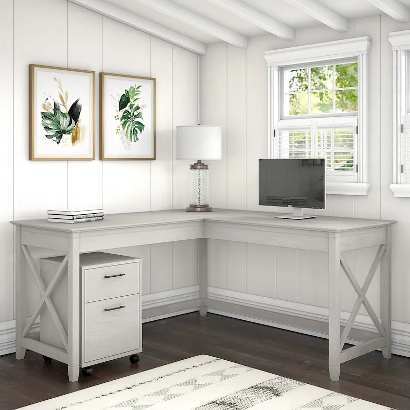 Bureau d'angle (avec caisson à roulettes)