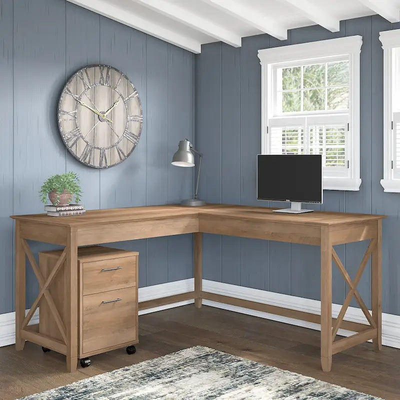 Bureau d'angle (avec caisson à roulettes)