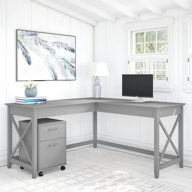 Bureau d'angle (avec caisson à roulettes)