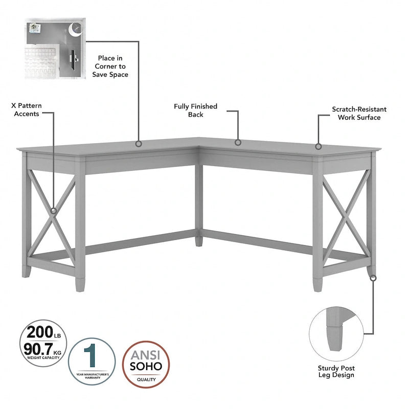 Bureau d'angle (avec caisson à roulettes)