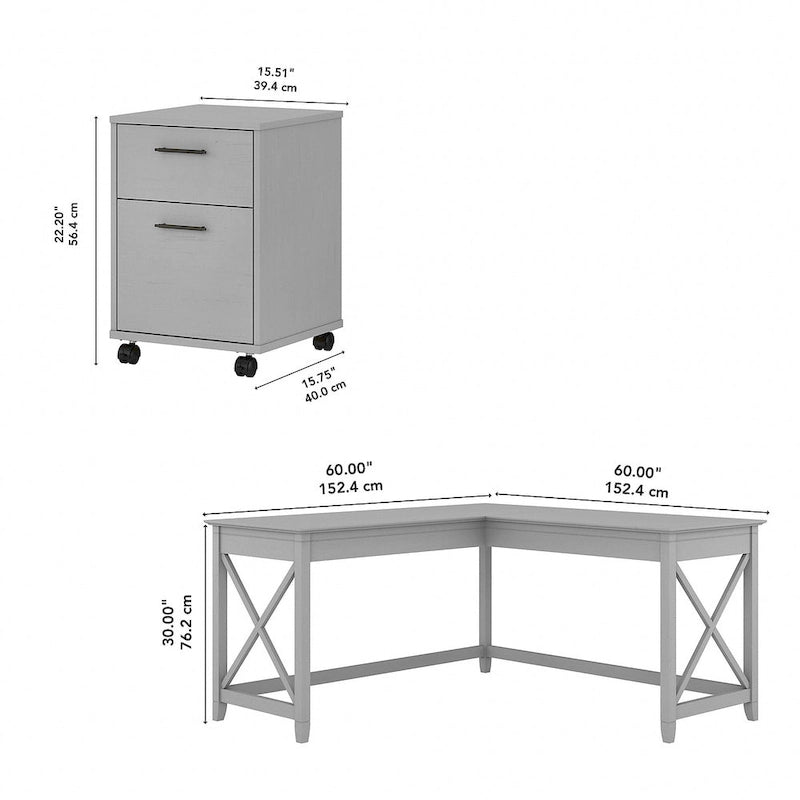 Bureau d'angle (avec caisson à roulettes)