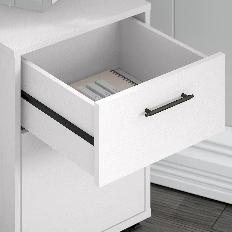 Bureau d'angle (avec caisson à roulettes)