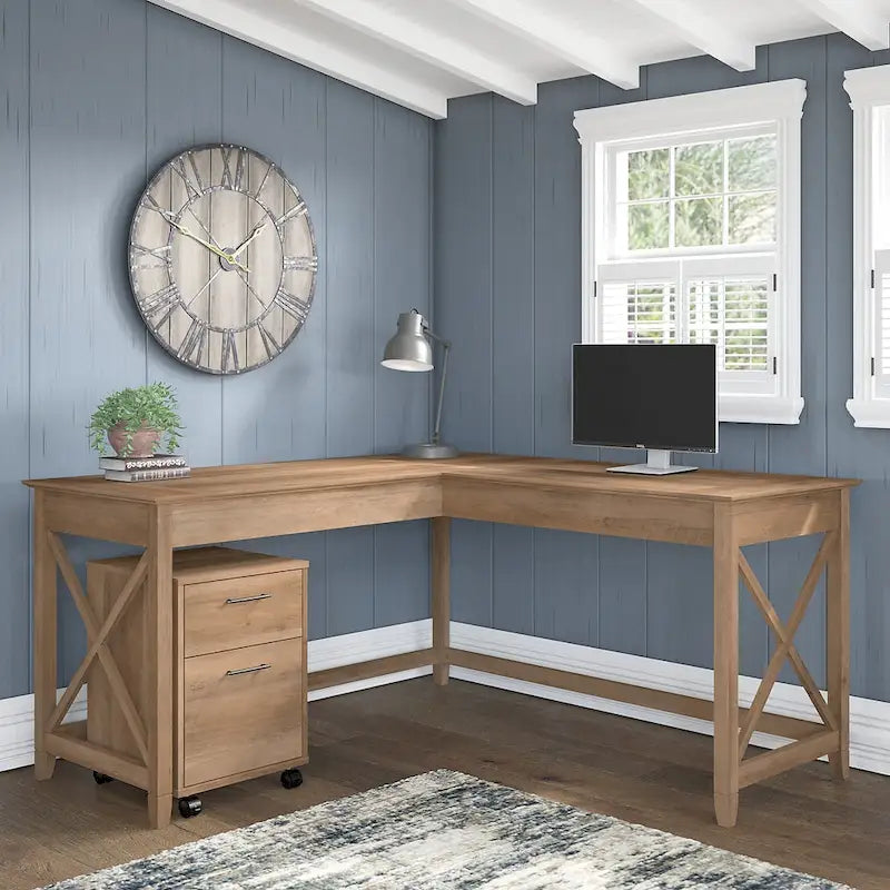 Bureau d'angle (avec caisson à roulettes)