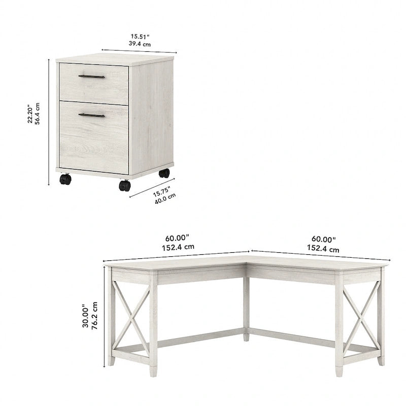 Bureau d'angle (avec caisson à roulettes)