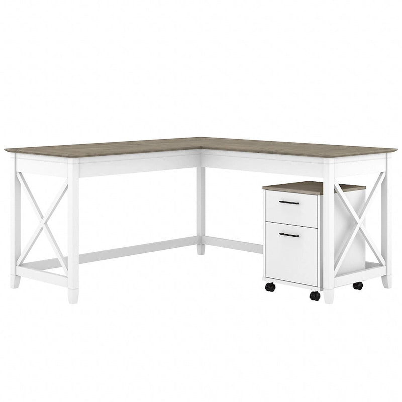 Bureau d'angle (avec caisson à roulettes)