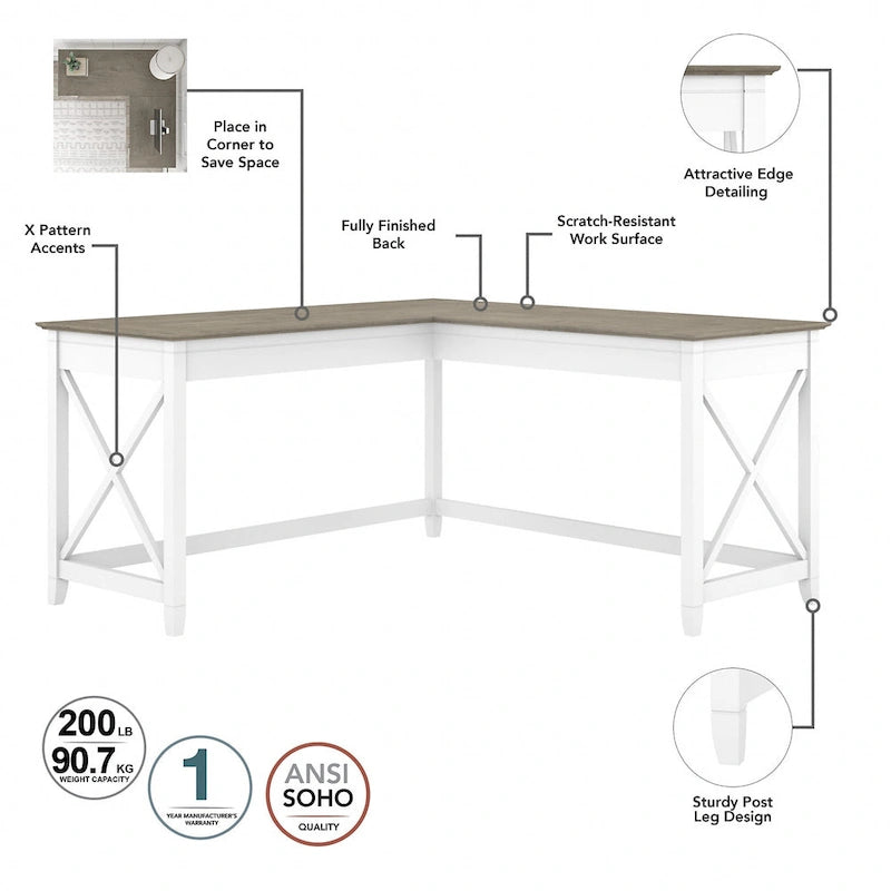 Bureau d'angle (avec caisson à roulettes)