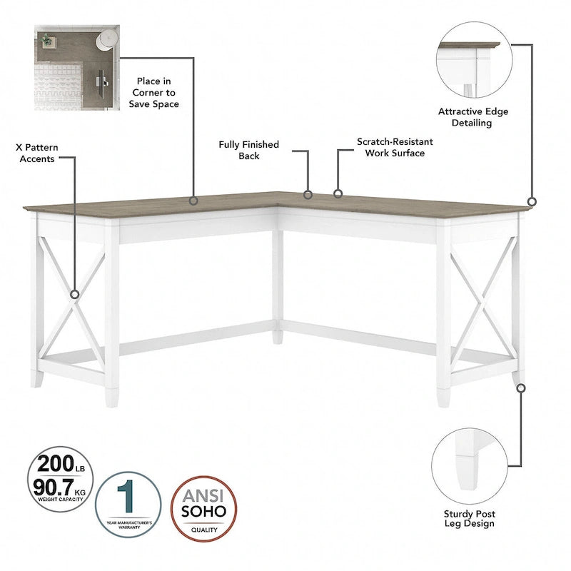 Bureau d'angle (avec caisson à roulettes)