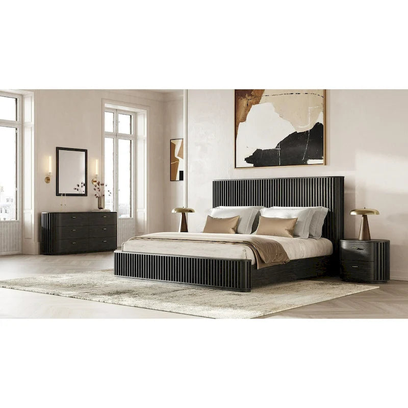 Commode moderne en bois d'acacia noir