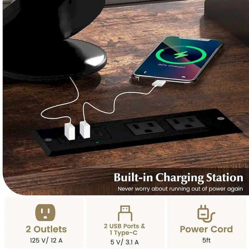 Classeur à roulettes avec station de recharge et câble de charge - Voir les détails