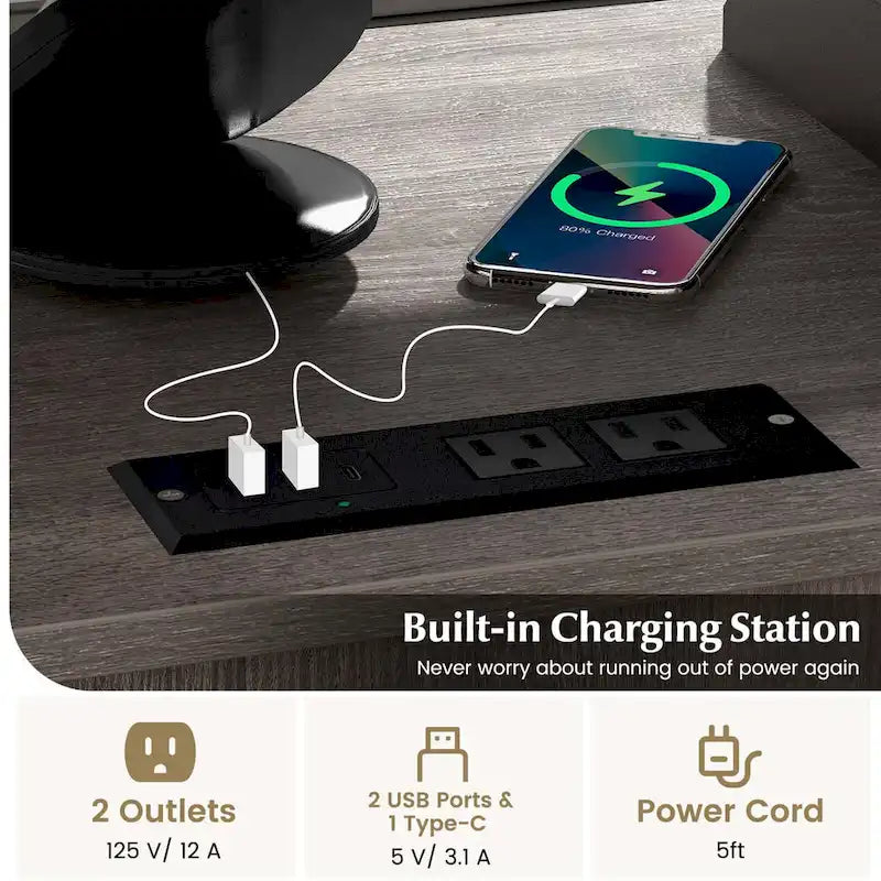 Classeur à roulettes avec station de recharge et câble de charge - Voir les détails