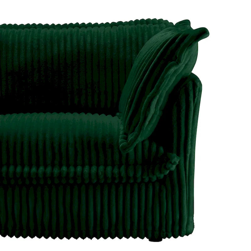 Canapé d'angle en velours côtelé 4 places en U avec housse amovible, assise profonde et passepoil français