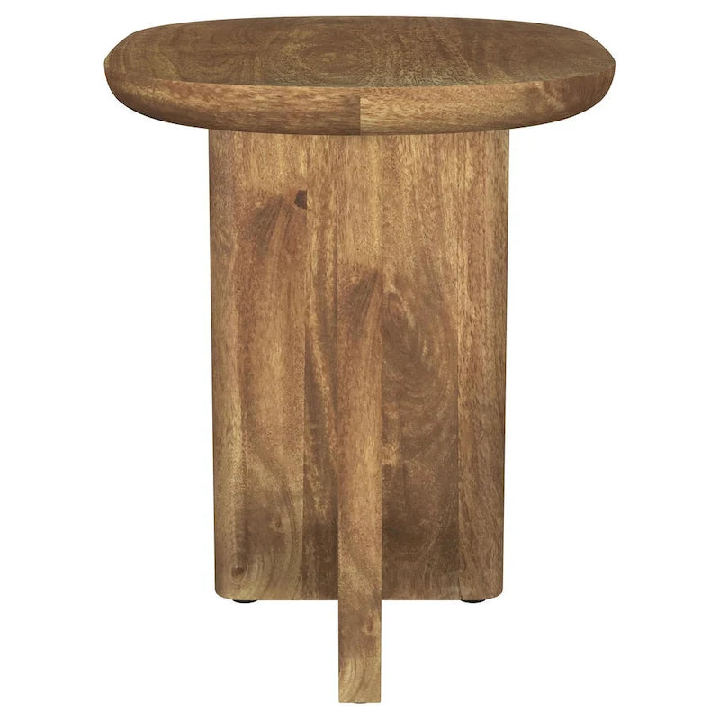 Table d'appoint, plateau en bois de manguier marron de 56 cm, base en forme de L