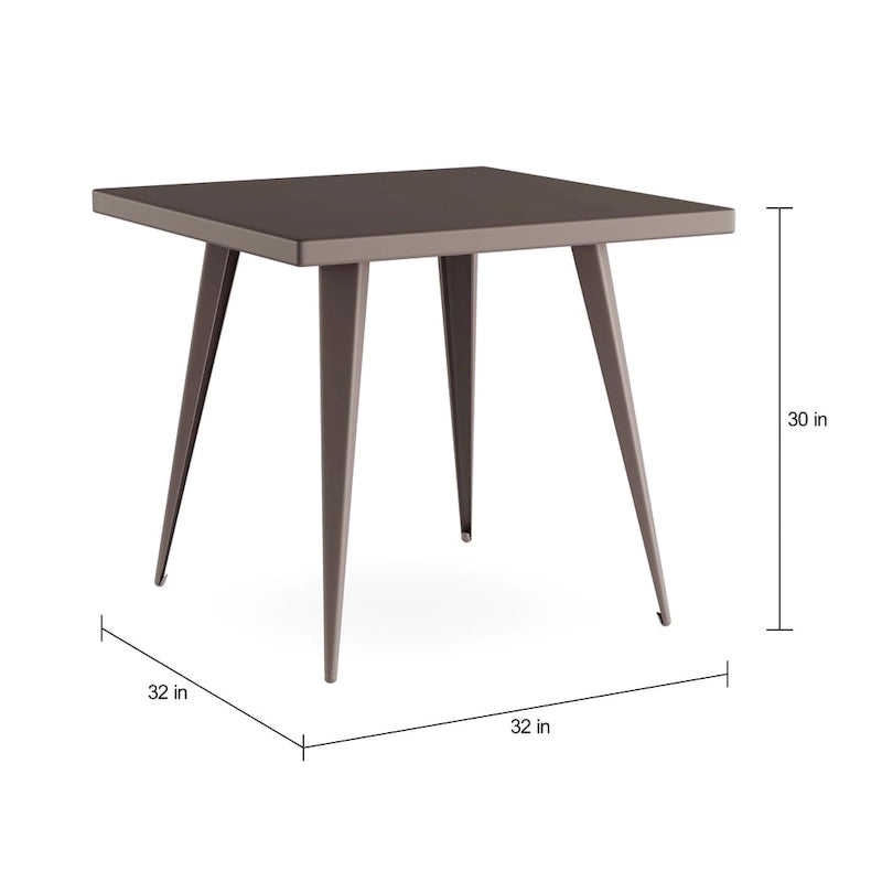 Table de salle à manger carrée en métal de style industriel - Aucune disponible