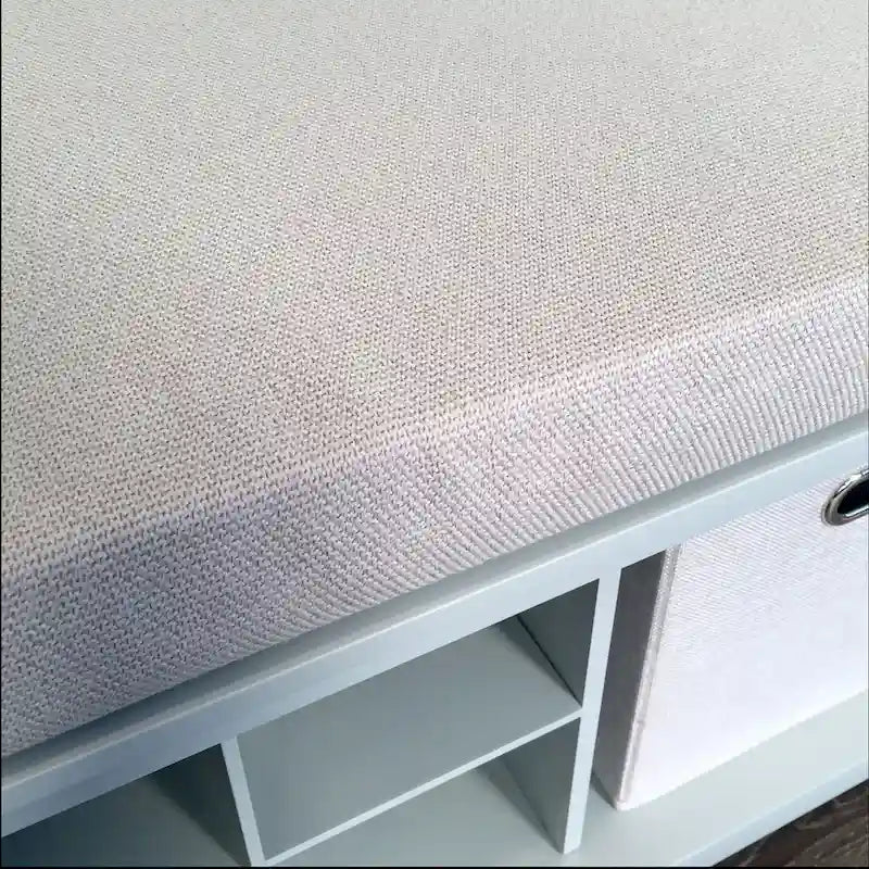 Banc d'entrée en bois massif, avec 2 étagères à chaussures et 1 boîte de rangement, gris.