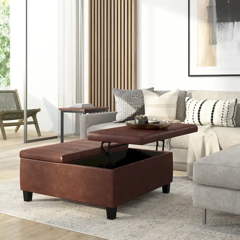 Pouf de table carré de style moderne de 36 pouces de large