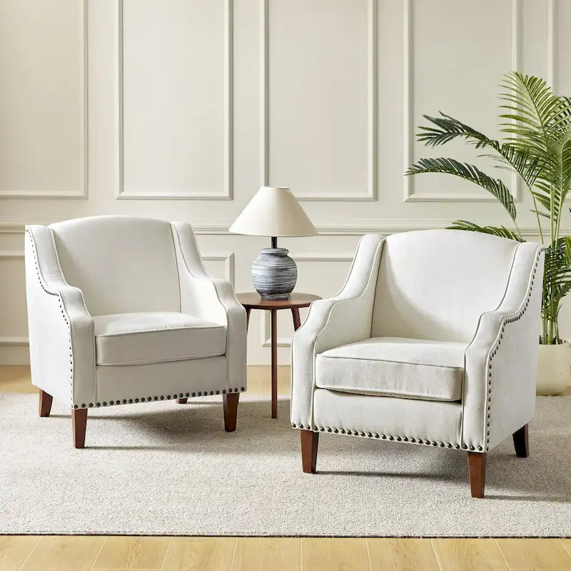 HULALA HOME Fauteuil Lucretius avec clous décoratifs (Lot de 2)
