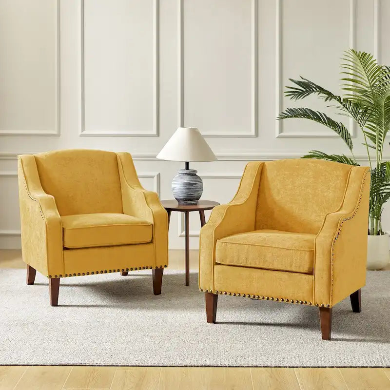 HULALA HOME Fauteuil Lucretius avec clous décoratifs (Lot de 2)