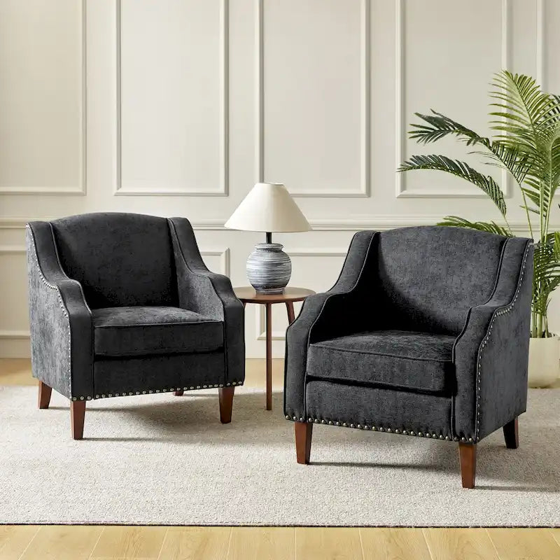 HULALA HOME Fauteuil Lucretius avec clous décoratifs (Lot de 2)