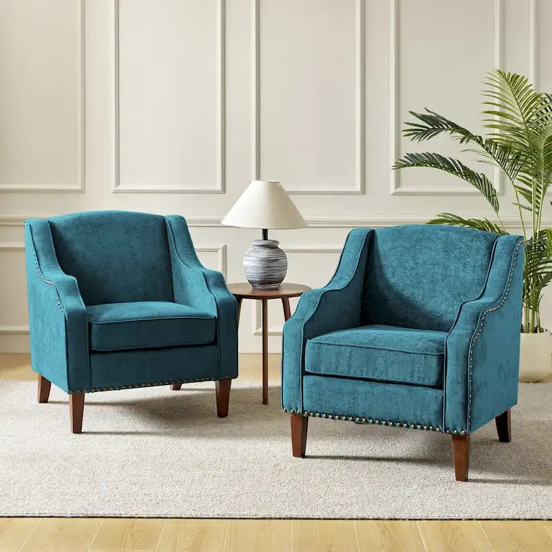 HULALA HOME Fauteuil Lucretius avec clous décoratifs (Lot de 2)