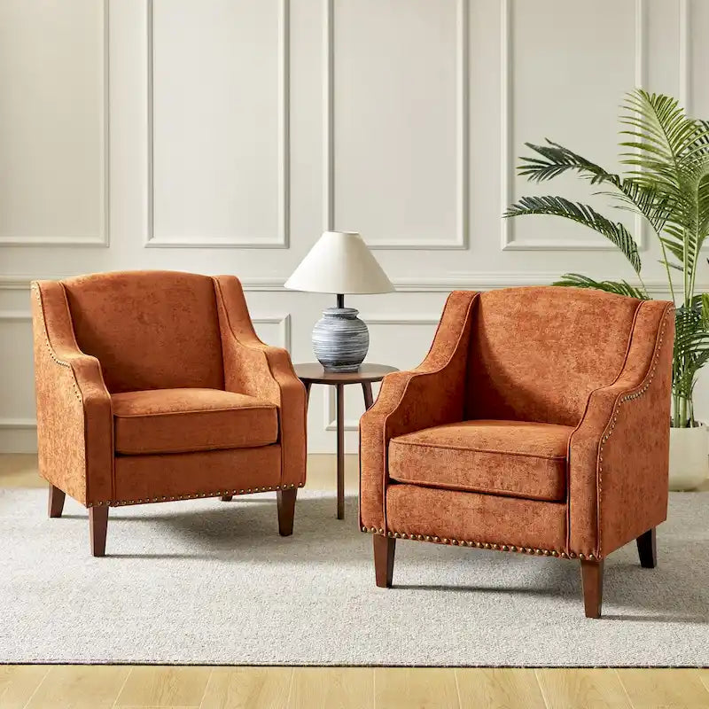 HULALA HOME Fauteuil Lucretius avec clous décoratifs (Lot de 2)