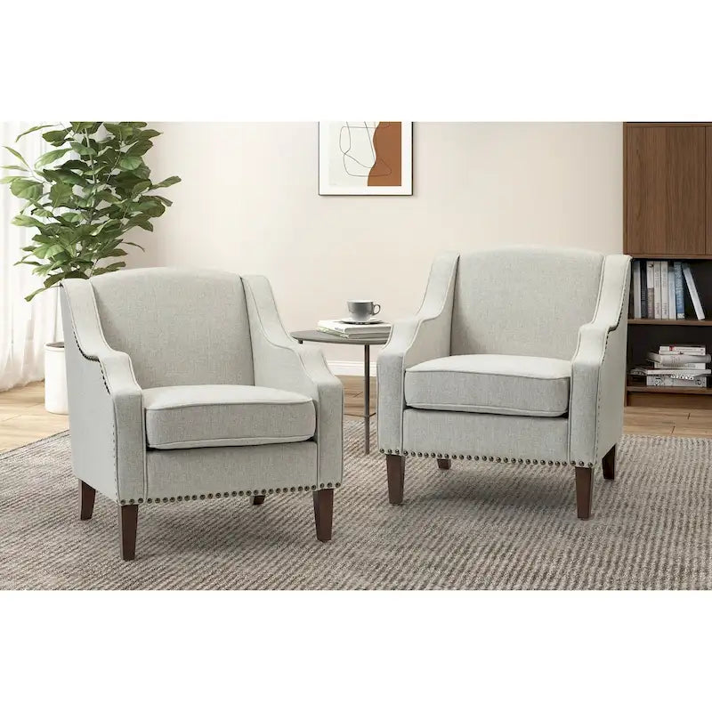 HULALA HOME Fauteuil Lucretius avec clous décoratifs (Lot de 2)