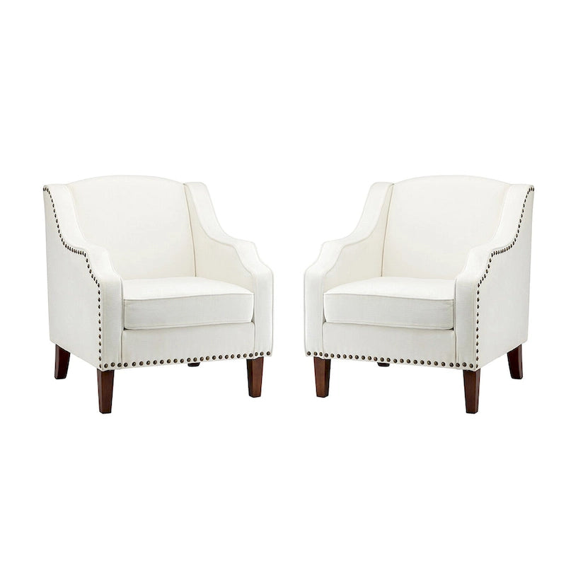 HULALA HOME Fauteuil Lucretius avec clous décoratifs (Lot de 2)
