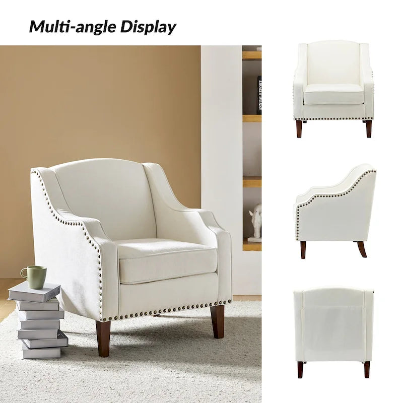 HULALA HOME Fauteuil Lucretius avec clous décoratifs (Lot de 2)
