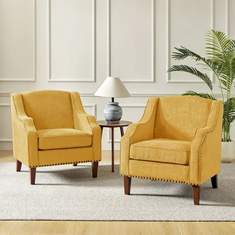 HULALA HOME Fauteuil Lucretius avec clous décoratifs (Lot de 2)