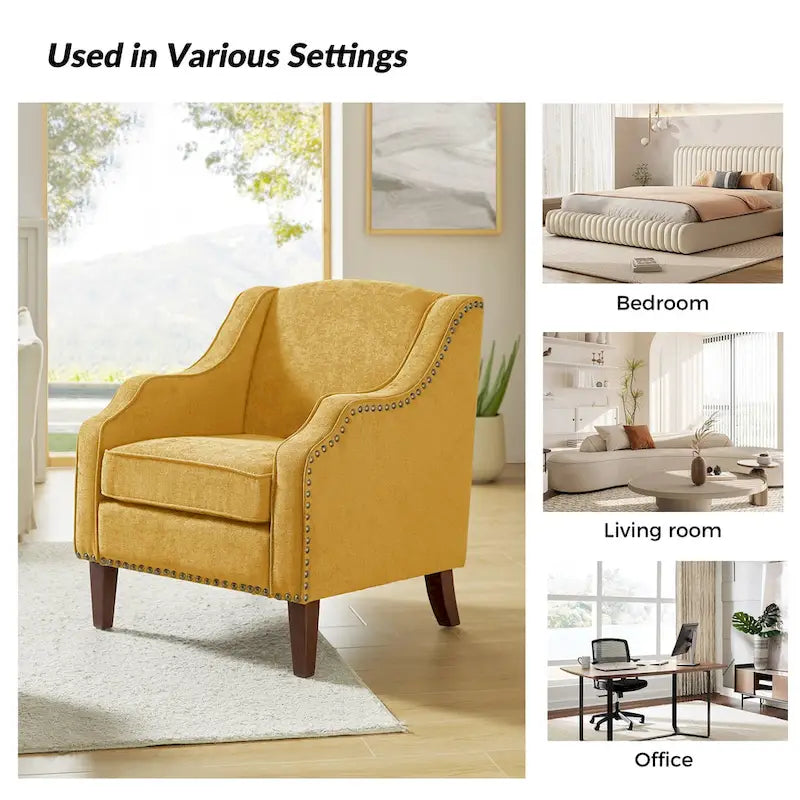 HULALA HOME Fauteuil Lucretius avec clous décoratifs (Lot de 2)