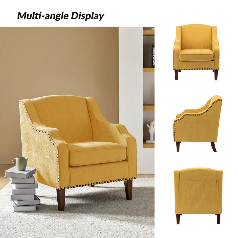 HULALA HOME Fauteuil Lucretius avec clous décoratifs (Lot de 2)