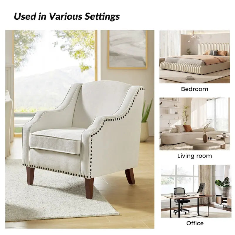 HULALA HOME Fauteuil Lucretius avec clous décoratifs (Lot de 2)
