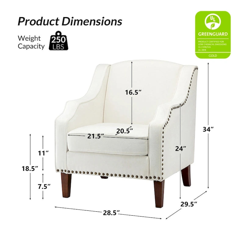 HULALA HOME Fauteuil Lucretius avec clous décoratifs (Lot de 2)