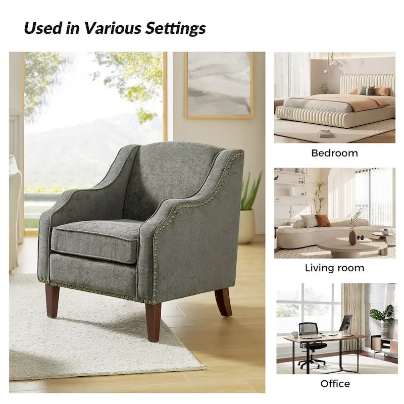 HULALA HOME Fauteuil Lucretius avec clous décoratifs (Lot de 2)