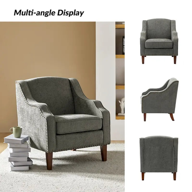 HULALA HOME Fauteuil Lucretius avec clous décoratifs (Lot de 2)
