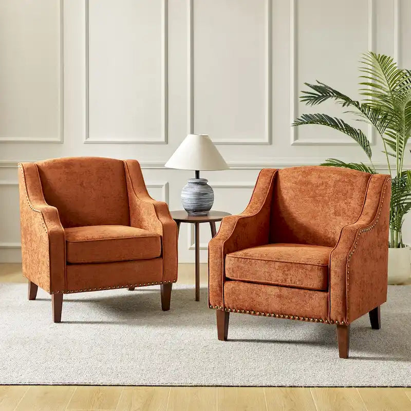 HULALA HOME Fauteuil Lucretius avec clous décoratifs (Lot de 2)