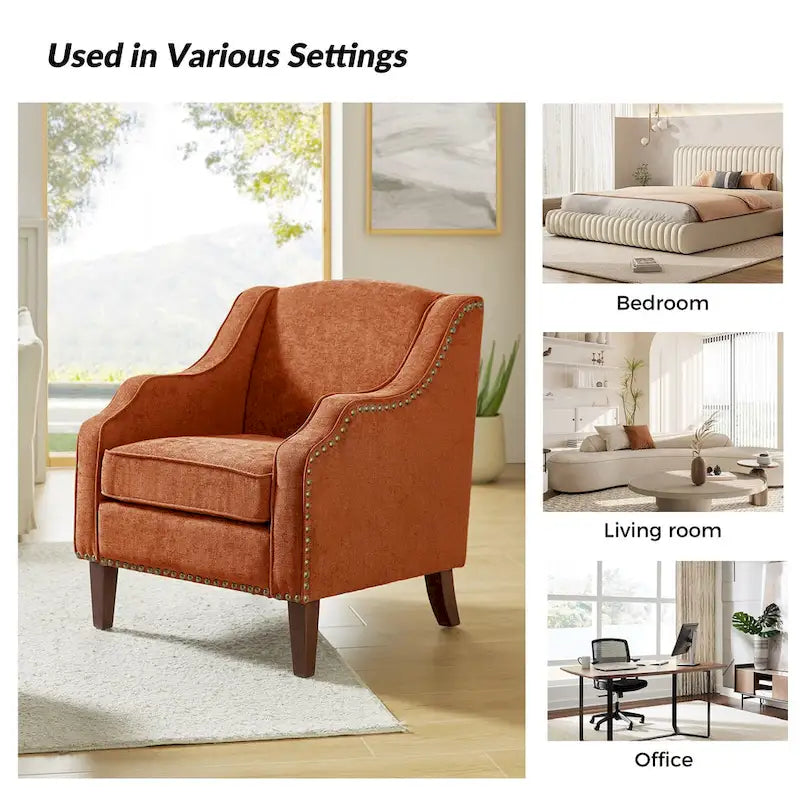 HULALA HOME Fauteuil Lucretius avec clous décoratifs (Lot de 2)