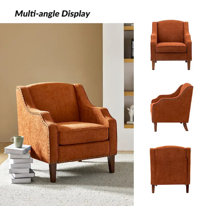 HULALA HOME Fauteuil Lucretius avec clous décoratifs (Lot de 2)