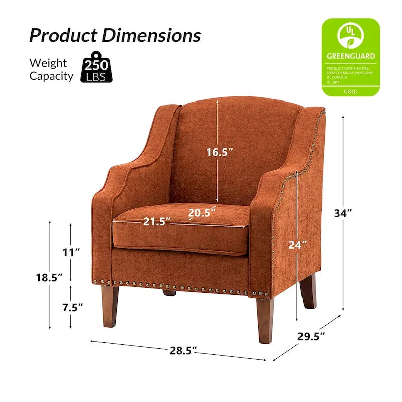 HULALA HOME Fauteuil Lucretius avec clous décoratifs (Lot de 2)