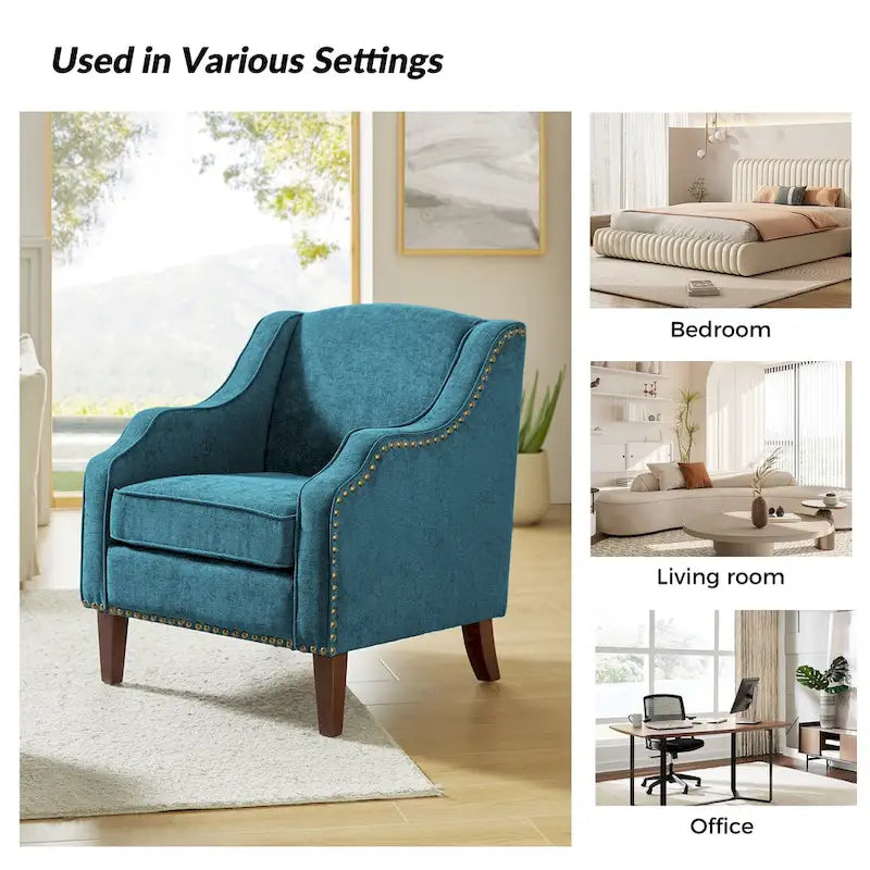 HULALA HOME Fauteuil Lucretius avec clous décoratifs (Lot de 2)