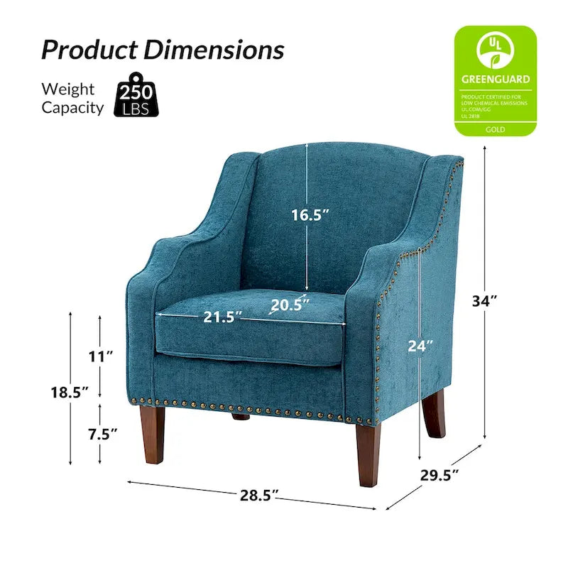 HULALA HOME Fauteuil Lucretius avec clous décoratifs (Lot de 2)