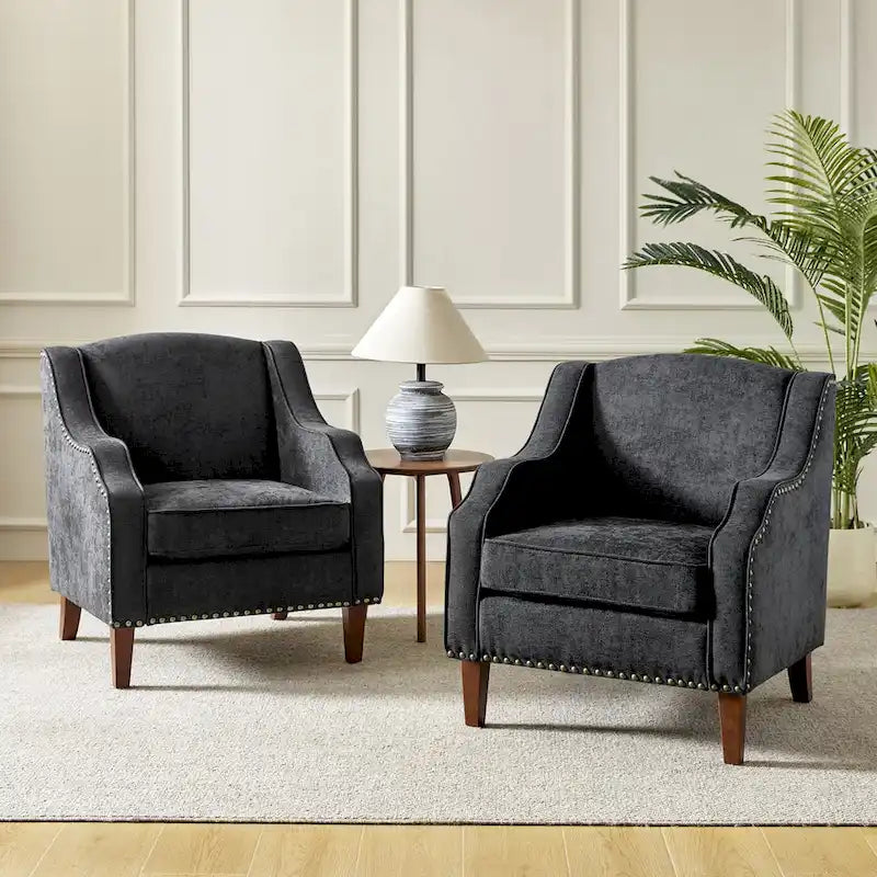 HULALA HOME Fauteuil Lucretius avec clous décoratifs (Lot de 2)