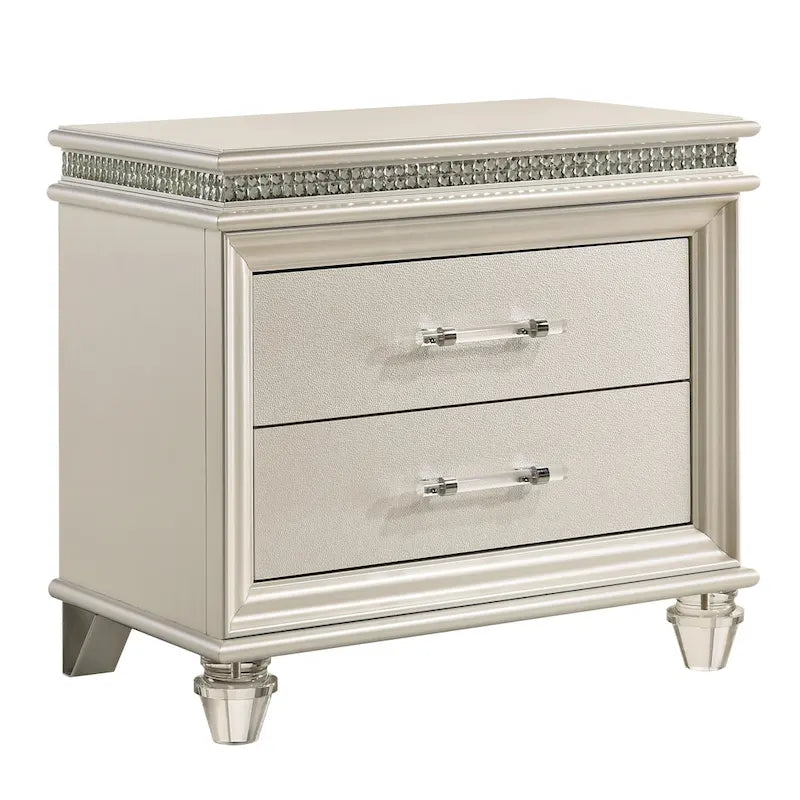 Ensemble de table de chevet et coiffeuse deux pièces blanc de style transitoire