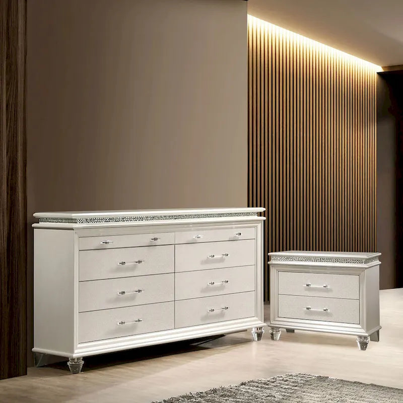 Ensemble de table de chevet et coiffeuse deux pièces blanc de style transitoire