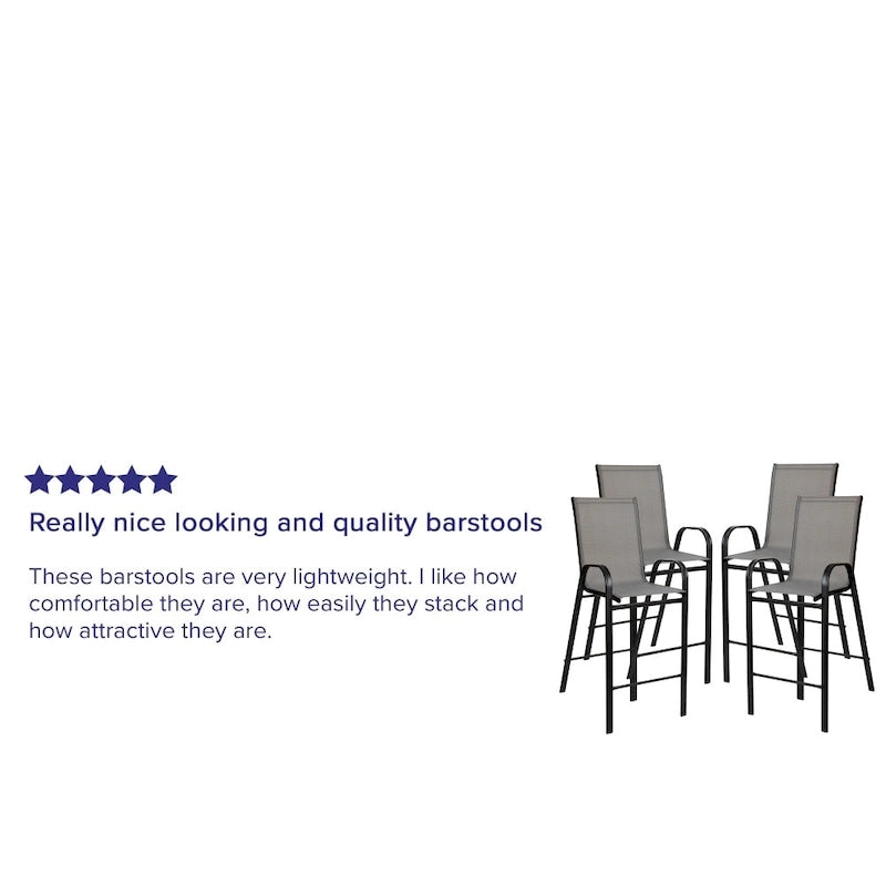 Lot de 4 tabourets de bar d'extérieur avec matériau Flex Comfort - Tabouret de terrasse