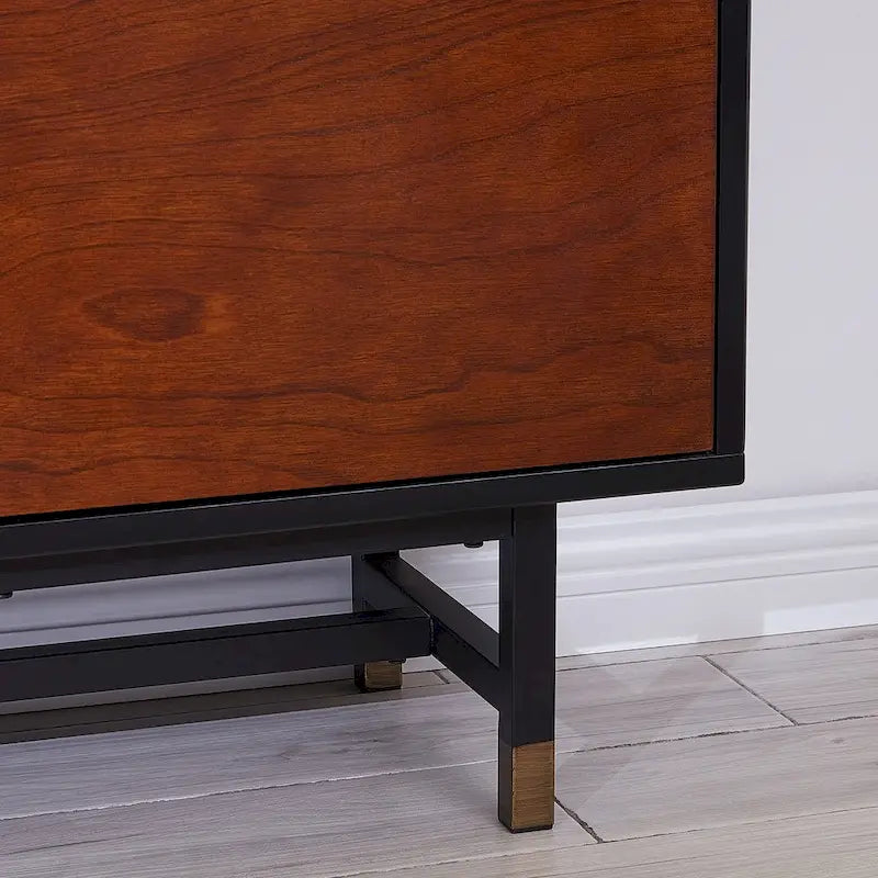 Un meuble TV de style moderne du milieu du siècle, adapté aux téléviseurs jusqu'à 61 pouces.
