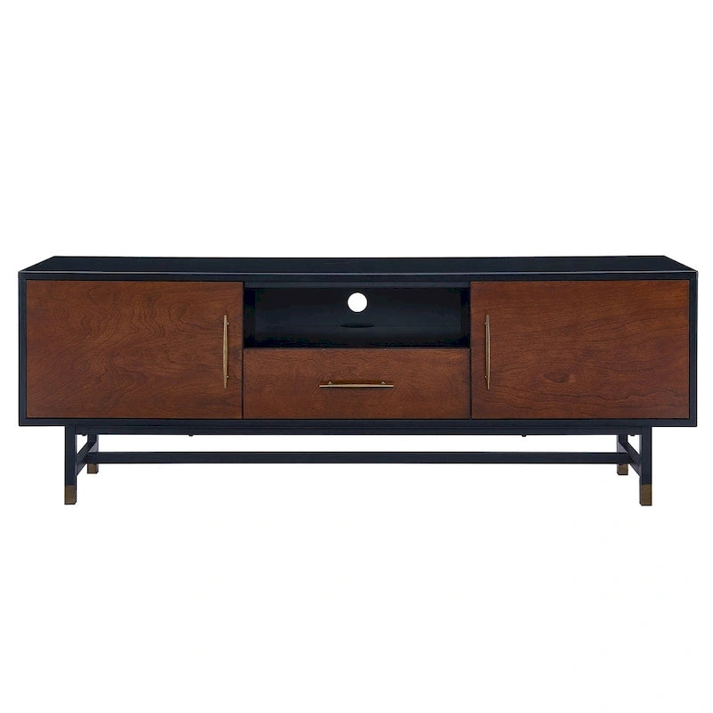 Un meuble TV de style moderne du milieu du siècle, adapté aux téléviseurs jusqu'à 61 pouces.