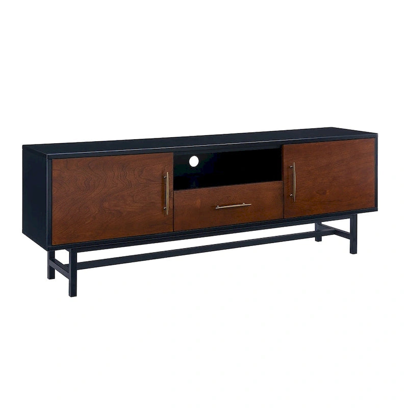 Un meuble TV de style moderne du milieu du siècle, adapté aux téléviseurs jusqu'à 61 pouces.
