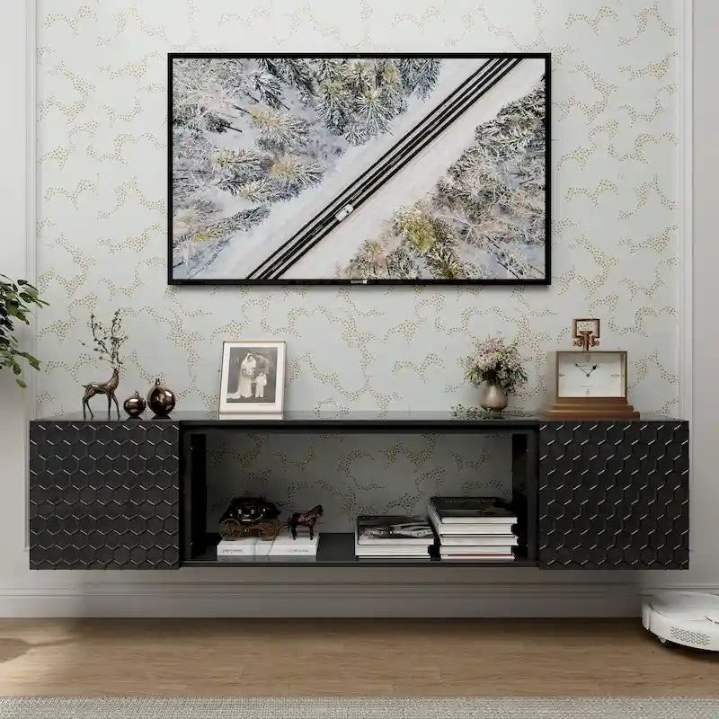 Meuble TV flottant mural de 67 po pour téléviseurs jusqu'à 80 po