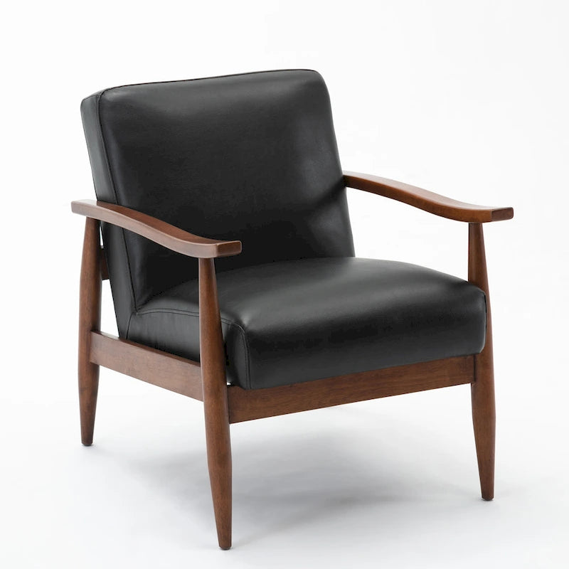 Chaise décorative en similicuir avec piètement en bois